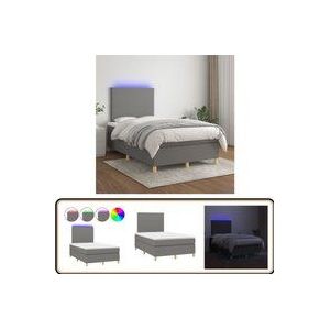 Vidaxl - Boxspringbett mit Matratze & led Dunkelgrau 120x200 cm Stoff - Boxspringbett - Doppelbett - Schlafraumgestaltung - Bettsystem - Lattenrost