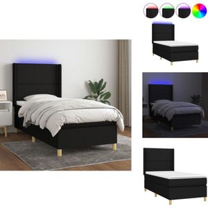 Vidaxl - Boxspringbett mit Matratze & led Schwarz 80x200 cm Stoff - Boxspringbett - Doppelbett - Schlafsystem - Lattenrost - Bettsofa