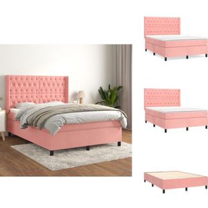 Vidaxl - Boxspringbett mit Matratze Rosa 140x190 cm Samt - Samtbett - Boxspringbett - Doppelbett - Rosa Bett - Schlafzimmermöbel
