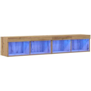 TV-Wandregale mit LED-Lichtern 2 Stück Artisan Eiche 80x30x30 cm Vidaxl