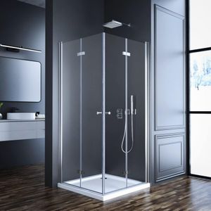 Boromal - Duschkabine 75 x 80 x 185 cm Eckeinstieg Doppel Falttür 180º Falttürkabine 5mm esg Glas Eckig Drehfalttür Dusche Duschwand Duschabtrennung