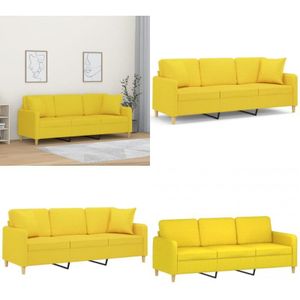 Vidaxl - 3-Sitzer-Sofa mit Zierkissen Hellgelb 180 cm Stoff - 3-Sitzer-Sofa - Couch - Wohnlandschaft - Polstersofa - Hellgelb - Home & Living