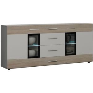 Sideboard tremona Anrichte 170 cm 2 Türen, 4 Schubladen Eiche Sonoma/Weiß - Furnix