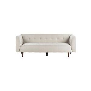 Beliani - 3-Sitzer Sofa Hellbeige Stoffbezug Gesteppt mit Schmalen Armlehnen Knopfheftung Hohe Holzbeine Retro Chesterfield Stil Wohnzimmer Stoffsofa