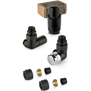 Einrichtungsventilsatz in Schwarz und Chrom mit Thermostatventil links APM 130KNN 015 m 16 12 Schwarz