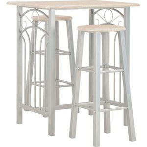 3-tlg. Bar-Set Holz und Stahl Vidaxl