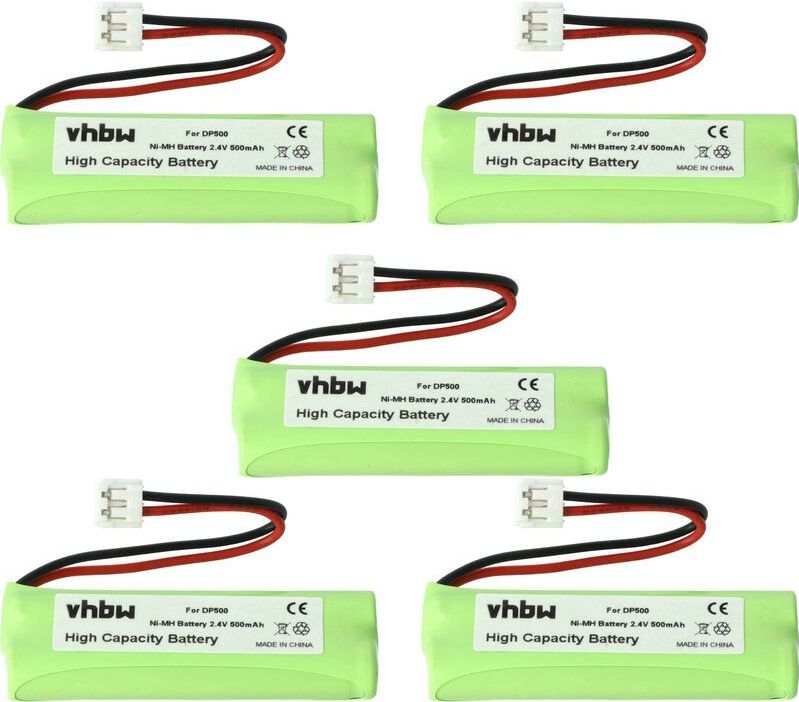 5x Akku kompatibel mit Medion MD83244, Life S63114 schnurlos Festnetz Telefon (500mAh, 2,4V, NiMH) - Vhbw