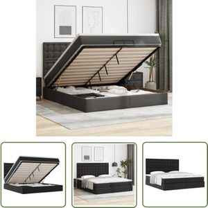 VidaXL Ottoman-Bett mit Matratzen Schwarz 200x200 cm Kunstleder