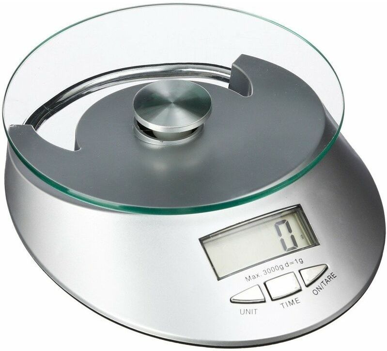 Küchenwaage, Elektronikglas, lcd, max. 5 kg, grau