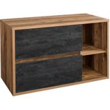 Lomadox - Waschtischunterschrank 100 cm HARLOW-56 Eiche mit Beton dunkel, b/h/t: ca. 100/60/46 cm