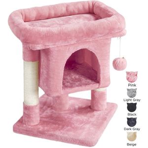 Yaheetech - Kratzbaum 60 cm Kleiner Katzenkratzbaum, mit Katzenhöhle Plüsch Sisal, Katzenbaum Katzenmöbel Spielbaum für kleine Katzen, Hellrosa
