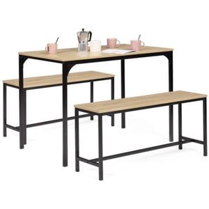 Set aus Esstisch und 2 Bänken detroit 4 Personen Industriedesign 110 cm