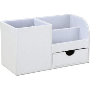 ZVD - Multifunctional Pen Holder, Office Stationery Storage Box, Office Supplies, Pen Holder, 4 Compartment Multifunctional Storage Box (White)