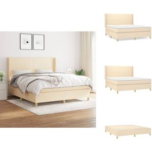 Vidaxl - Boxspringbett mit Matratze Creme 180x200 cm Stoff - Boxspringbett - Doppelbett - Cremefarbenes Bett - Bettenrahmen - Lattenrost
