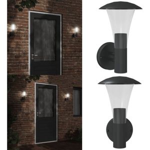 Vidaxl - Außenwandleuchte Schwarz Edelstahl - Outdoor Wandleuchte - Gartenleuchte - Edelstahl Leuchte - led Wandleuchte - Wetterfeste Beleuchtung