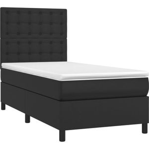 Vidaxl - Boxspringbett mit Matratze Schwarz 80x200 cm Kunstleder