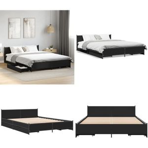 Vidaxl - Bettgestell mit Schubladen Schwarz 150x200 cm Holzwerkstoff - Bettsofa - Doppelbett - Boxspringbetten - Lattenrost - Schrankbett - Home &