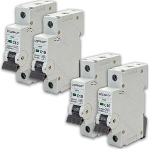 Aigostar - magnetothermischer schalter 10A 1P curve c 220V 1 Hutschienenmodul 4 stück