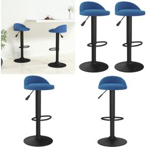 Barhocker 2 Stk. Blau Samt - Samtsitz - Barhocker Blau - Höhenverstellbarer Stuhl - Drehbares Barstool - Thekenhocker - Home & Living
