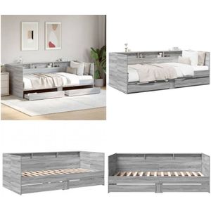 Vidaxl - Tagesbett mit Schubladen ohne Matratze Grau Sonoma 75x190 cm - Schlafsofa - Daybed - Gästebett - Doppelbett - Wohnzimmermöbel - Home & Living