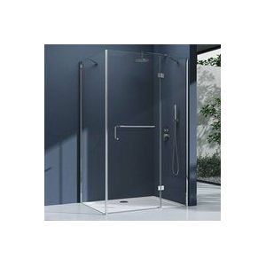 Eck-Duschkabine Eckdusche Rav04K 90x90x190cm Glasdusche inkl. flacher Duschtasse in Weiß 4cm ESG-Sicherheitsglas Klarglas inkl.