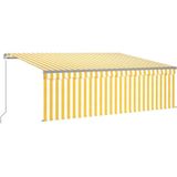 Markise Manuell Einziehbar mit Rollo LED 4x3 m Gelb Weiß vidaXL