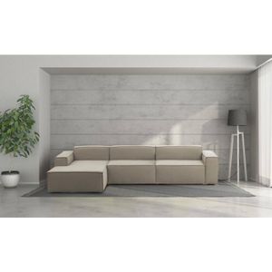 Dmora - Festes Sofa Dgarzy, Modulares 4-Sitzer-Sofa mit linker Halbinsel, 100% Made in Italy, Modernes Sofa aus Stoff, Cm 340x170h70, Turteltaube