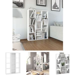 The Living Store Raumteiler/Bücherregal Weiß 100x24x140 cm Holzwerkstoff - Holzschrank - Schreibtisch Organizer - Aufbewahrungssystem - Wohnzimmer