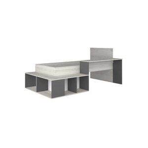 Kombi-Bett mit Stauraum & Schreibtisch - 90 x 200 cm - Holzfarben & Anthrazit - rigali
