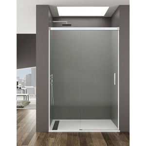 Basic Duschabtrennung 1+1 ohne Bodenprofil 5 Farben 2 Glasarten 6mm in Aluminium Weißes-profil 165-170 cm Transparentes glas - Allstone