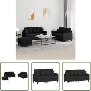 The Living Store - 3-tlg. Sofagarnitur mit Kissen Schwarz Stoff - Couchgarnitur - Esszimmertisch - Wohnzimmer Dekoration - Schwarzes Sofa