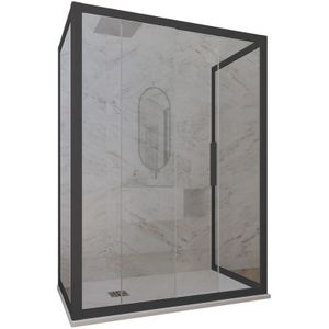 3-seitige Duschkabine 75x170x75 Klarglas Anthrazit Deco Trio