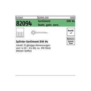 Splintensortiment DIN 94 910tlg. Stahl galvanisch verzinkt