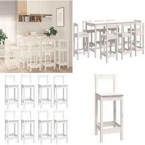 Vidaxl - 9-tlg. Bar-Set Weiß Massivholz Kiefer - Holz Bar Set - Kiefernholz Bar Set - Bartisch Weiß - Barstühle - Kücheninsel - Home & Living