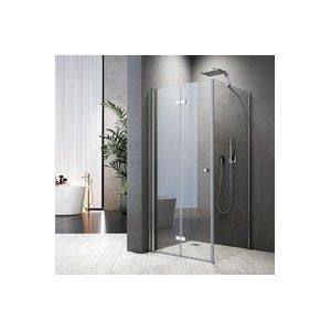 Boromal - Duschkabine 100x80x185cm Falttuer Duschabtrennung Duschtuer mit Seitenwand Duschwand Glas Duschtrennwand 6mm esg Sicherheitsglas