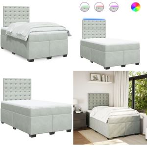 Vidaxl - Boxspringbett mit Matratze Hellgrau 120x190 cm Samt - Boxspringbett - Doppelbett - Samtbett - led Beleuchtung - Höhenverstellbares Kopfteil