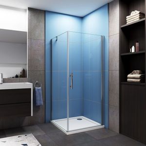 Duschparadies-de - B:100xT:76x195cm Nischentür Drehtür Seitenwand Duschabtrennung Duschkabine 6mm NanoGlas