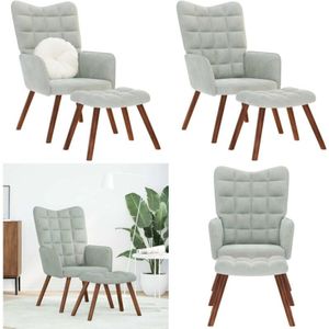 Relaxsessel mit Hocker Hellgrau Samt - Vidaxl