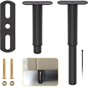 4 Stück verstellbare Bettbeine aus Metall für Möbel, einziehbar, schwarz, robuste einziehbare Bettstützbeine mit Teilen für Schrank, Sofa,