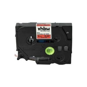 Vhbw - 1x Schriftband-Kassette kompatibel mit Brother pt 900, 7600VP, 900BTS, 900F Etiketten-Drucker 8m x 6mm Schwarz auf Rot, Flexibel, Laminiert
