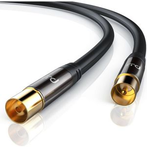 Hdtv Antennenkabel mit 4-fach Schirmung IEC-Stecker zu RF-Buchse / 75 Ohm / 135dB - 1 m - Primewire