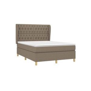 Jinlefu - Boxspringbett mit Matratze Taupe 140x190 cm Stoff vidaXL