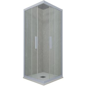 Eck-Duschkabine in PVC 80x120 Klarglas Vintage-Blau Kolors