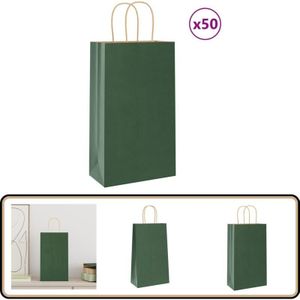 Papiertragetaschen 50 Stk. mit Henkeln Grün 21x11x36 cm - Vidaxl