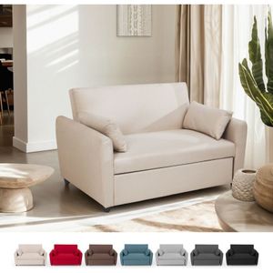 Porto Rico Ausziehbares 2-Sitzer-Schlafsofa, modernes Design aus Stoff - Beige