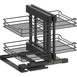 Vs Cor Flex Eckschrank Auszug Classic - Set für Küchenunterschränke mit kb 900mm - Korbablage aus Stahldraht, Stahl pulverbeschichtet lava