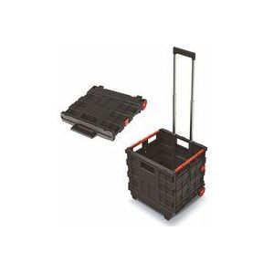 Kunststoff Einkaufstrolley cart t klappbar mit Rädern - 35 l - Transportbox fahrbar mit Teleskopgriff - Einkaufskorb Einkaufswagen rollbar klappbar