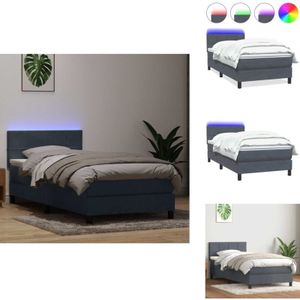 Vidaxl - Boxspringbett mit Matratze Dunkelgrau 90x220 cm Samt - Boxspringbett - Boxspringbetten - Bett - Schlafzimmermöbel