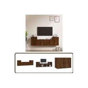 Vidaxl - 4-tlg. TV-Schrank-Set Braun Eichen-Optik Holzwerkstoff - TV-Schrank - Fernsehtisch - Holzwerkstoff Möbel - Eiche Optik - Wohnzimmer