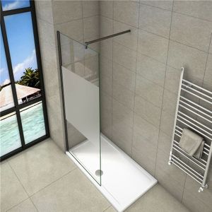 B.90xH.200cm Duschwand +ausziehbar (70-120cm)Schwarz Stabilisator Walk in Duschtrennwand 10mm NANO-Glas mit Glasschutzfolie dusche